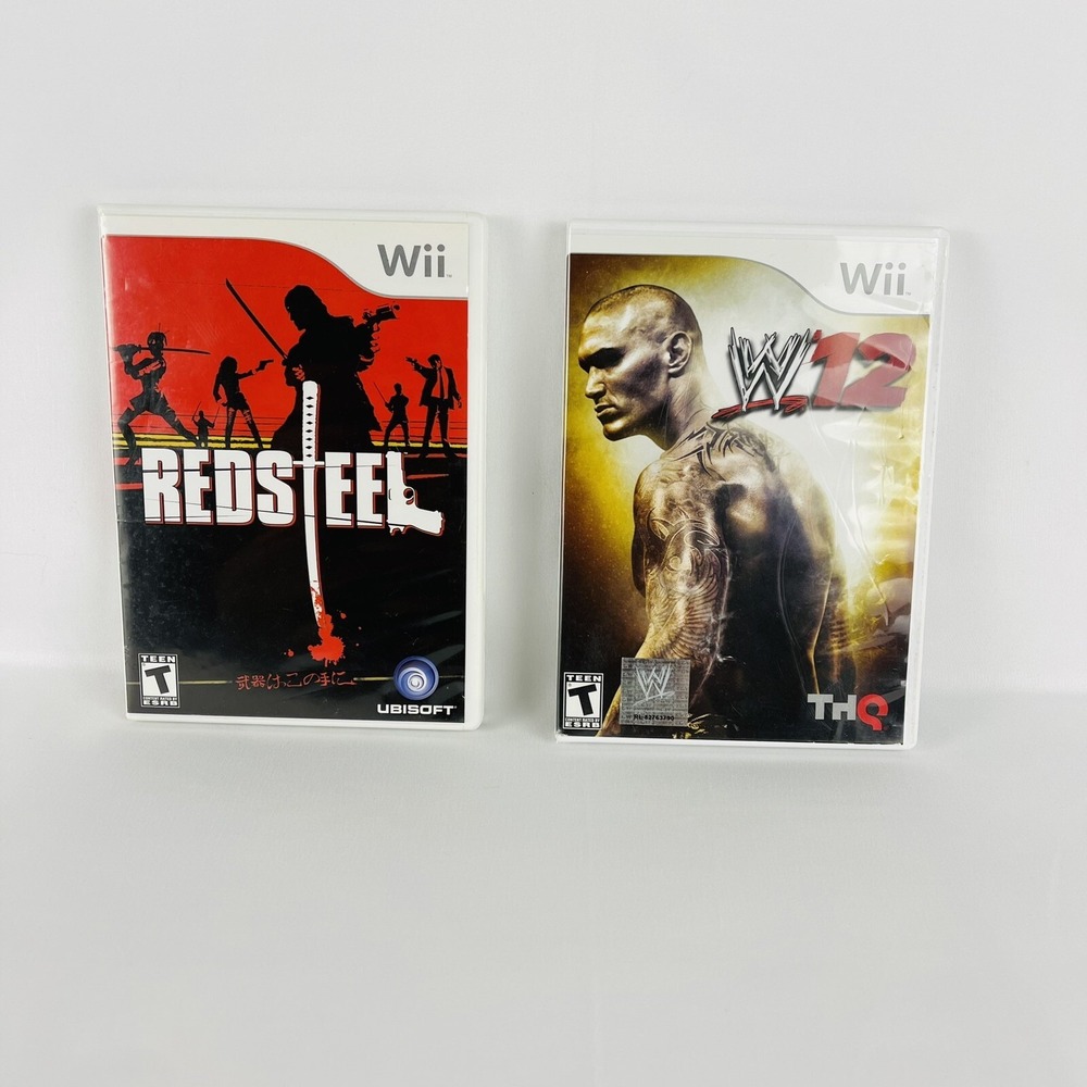 WWE '12 2012 Wrestling And Red Steel (Nintendo Wii, 2011) With Manual "Tested"